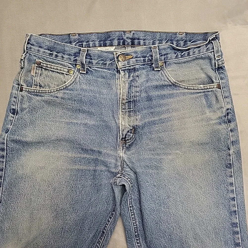 VTG Carhartt Jeans Mens 36x30 Blue B17 Relaxed Fit Denim Workwear Faded Distress